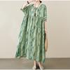DIMANAF New 2026 Summer Beach Women Plus Size Lady Long Dress Loose Oversize Maxi Floral Print Cotton