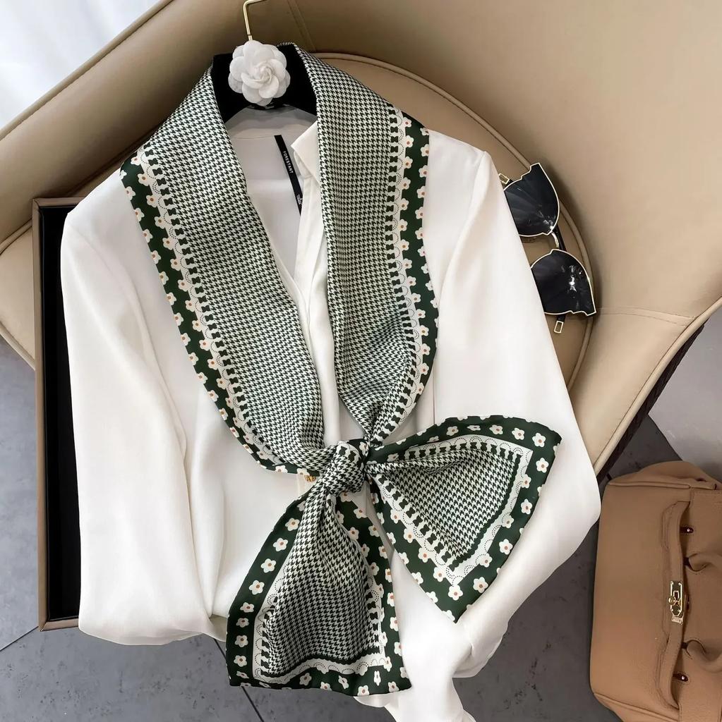 17*150cm Ribbon Silk Scarfs Female Luxury Design Hair Band Skinny Scarf Neck Ties Women Bag Scarves Neckerchief Foulard Lady