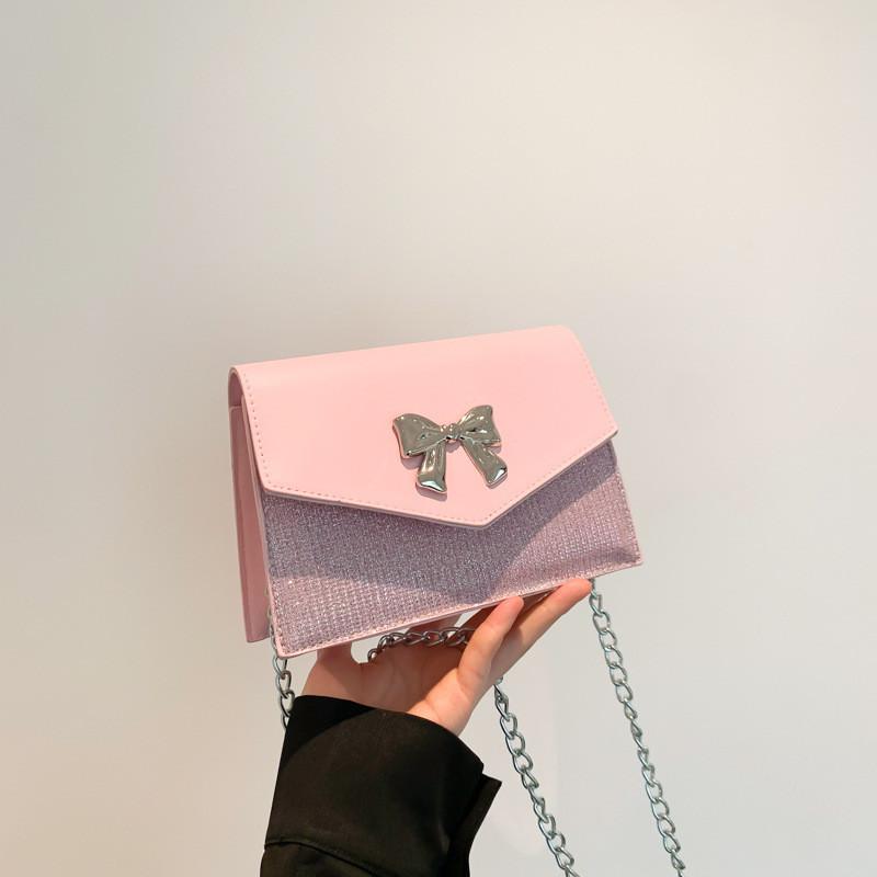 Stylish Soft Pu Bowknot Small Crossbody Bag For Women In Trendy Colors розовый