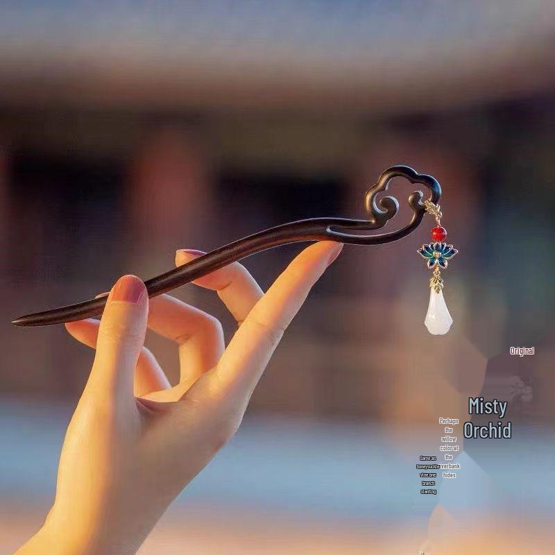 Women's Wooden Hairpin - Ancient Style Updo, Simple Hanfu Headdress, Modern Daily Hair Clip.