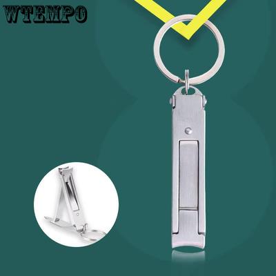 Portable Folding Nail Clipper Keychain Stainless Steel Nail Clipper with Ring Creative DIY Holiday Gift Door Key Car Key Decor Pendant