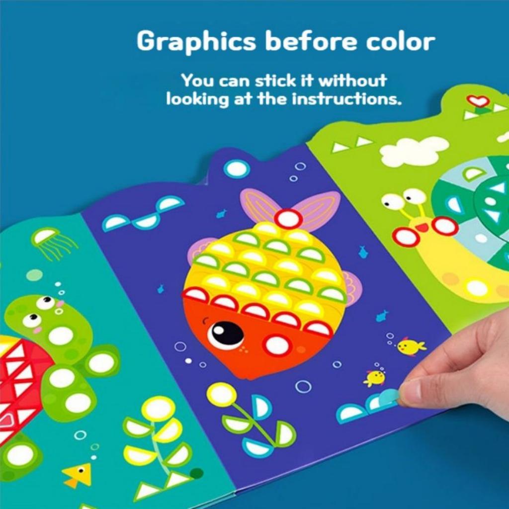 400pcs Colorful Dot Stickers Inside! Kids’ Geometric Sticker Book – Long-Format Mosaic Art, Boost Focus & Hand-Eye Skills