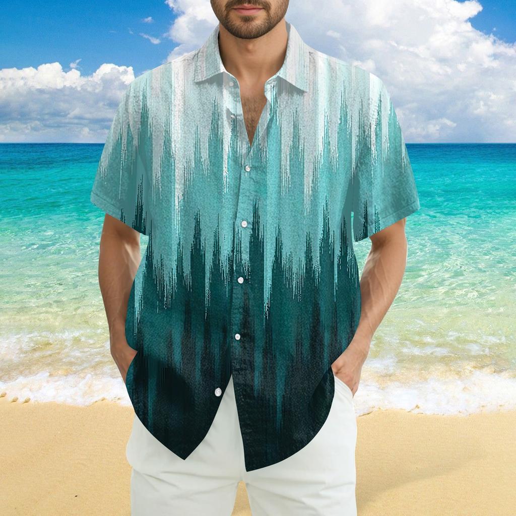 Men's Fashion Casual Loose Hawaiian Print Short-sleeved Shirt