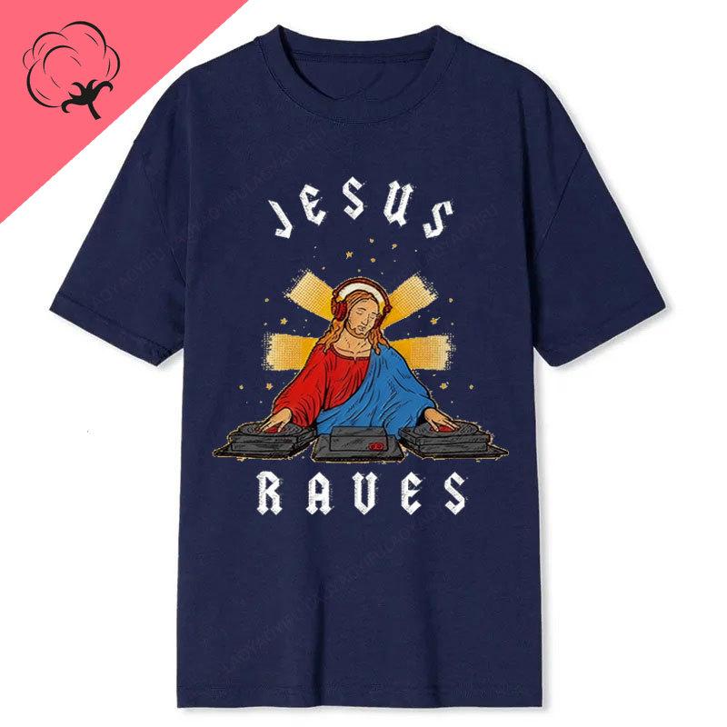 DJ Jesus Raves T Shirt Unisex Adult Unisexs Womens Gift Cool Music Fashion Top Cotton Oneck Classic Vintage Clothes Retro Tee
