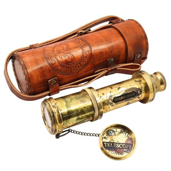 Dollond London Brass Handheld  Finish Telescope with Leather Case, Unique Birthday Gift for Boyfriend, Anniversary Gift for Husband