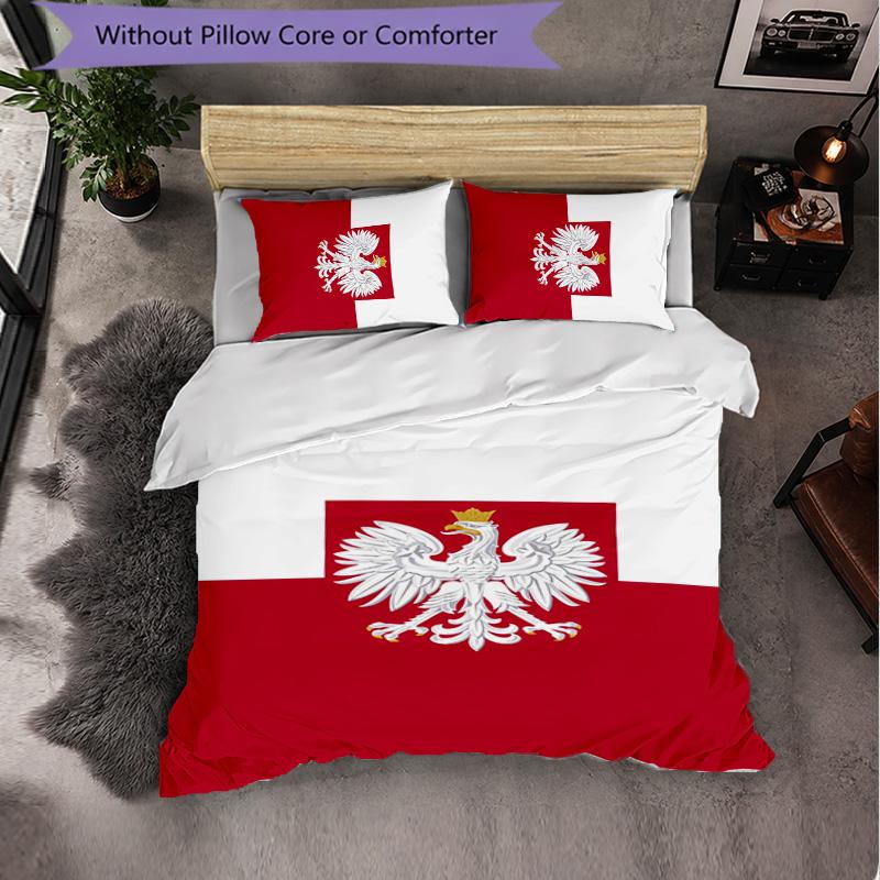 Poland 3 Piece Bedding Set Soft Duvet Cover Set with Pillowcases Printed Bedroom Decor Set for Home