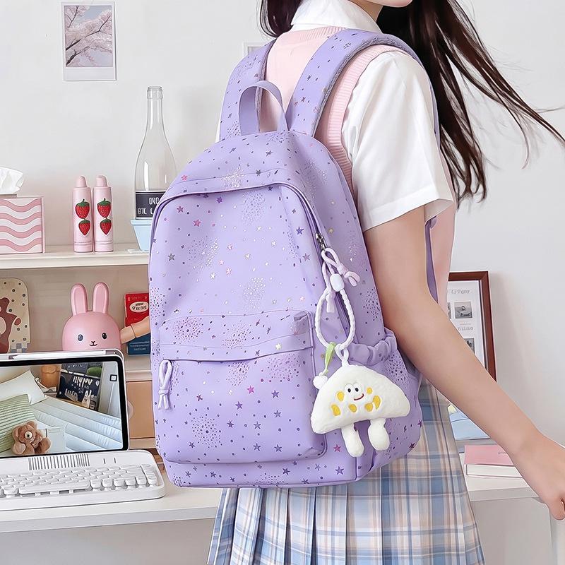 Schoolbag New college student High school student Junior high school student schoolbag Simple wear-resistant large-capacity backpack Casual women's