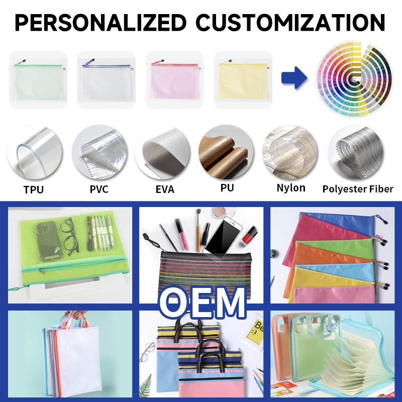 Hot Selling PVC Mesh Zipper Pouch A6 Waterproof Pencil Storage Bag Plastic File Folder for School Office Travel Organizer