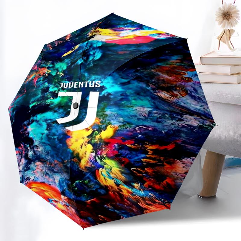 1pz Robusto Ombrello Automatico a 8 Stecche, Ombrello del Juventus Football Club, Stampato Digitalmente, Ombrello Pieghevole per Uso Esterno in Movimento