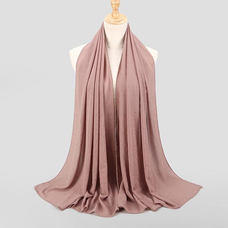 Diamond Chain Chiffon Hijab Scarf Veil Long Shawl Head Scarf Headwraps Hoofddoek Islamic Turban Shawl For Women Muslim Hijabs