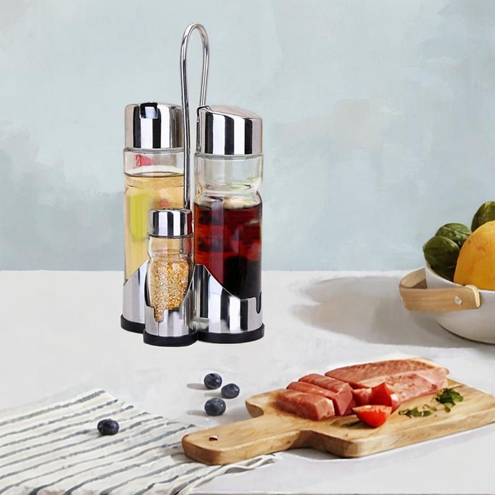 Oil and Vinegar Set Vinegar Cruet Set Home Kitchen Clear Multifunction Condiment chiaro