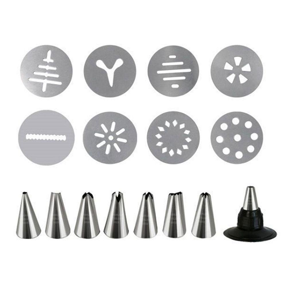 Edelstahl-Plätzchenpressen-Set mit 8 Plätzchenscheiben und Düsen für müheloses DIY-Keksbacken zu Hause