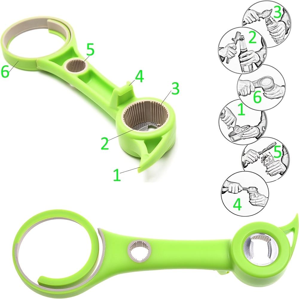 Instrument de bucătărie multifuncțional 6 în 1 Deschizător de sticle pentru borcane din plastic Lamă din oțel inoxidabil Capac spiralat Twister Înlăturare capac de bere și sodă