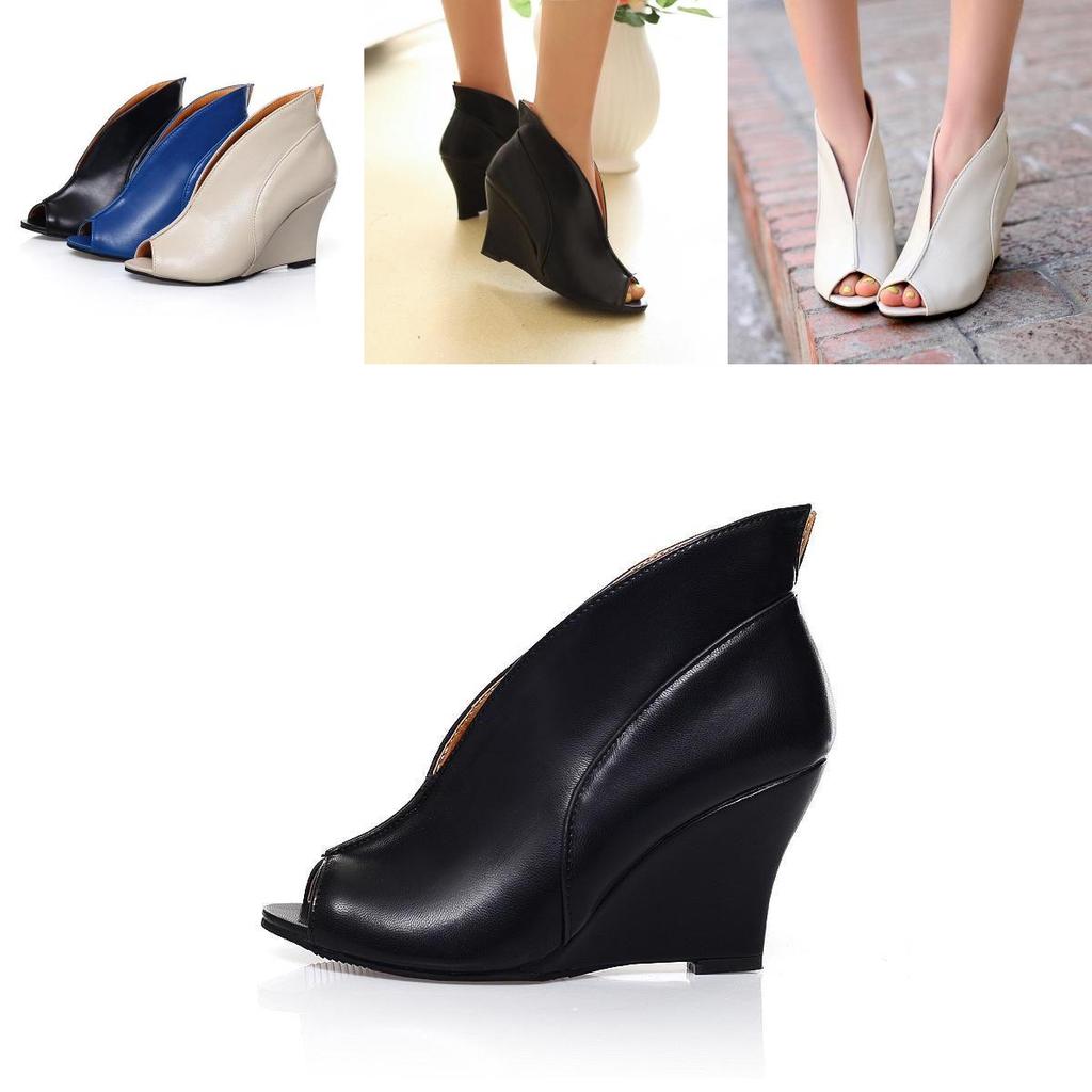 Womens Comfortable High Heel Fish Mouth Sandals Wedge In Fashionable Design