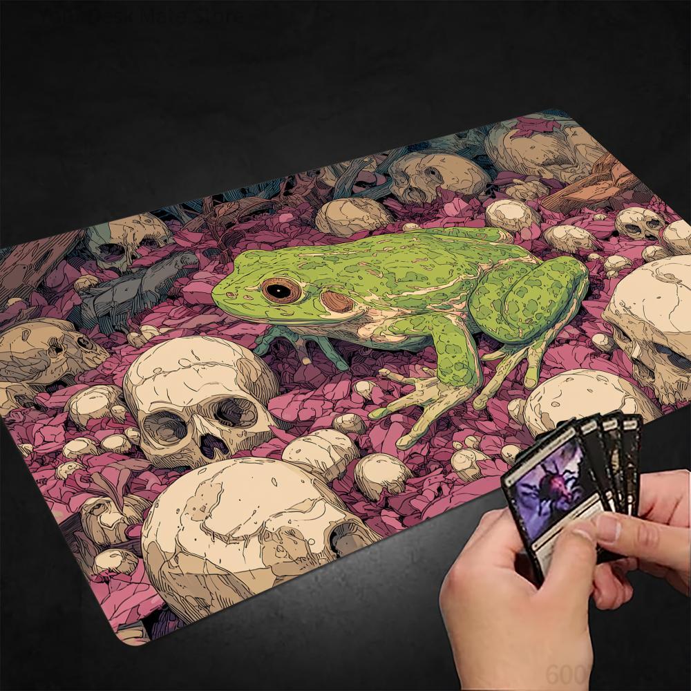 Dead Skull And Lively Frog Mtg Playmat Magic Card Battle Mat NonSlip Durable Commander Playmat Board Game Mat For Tcg