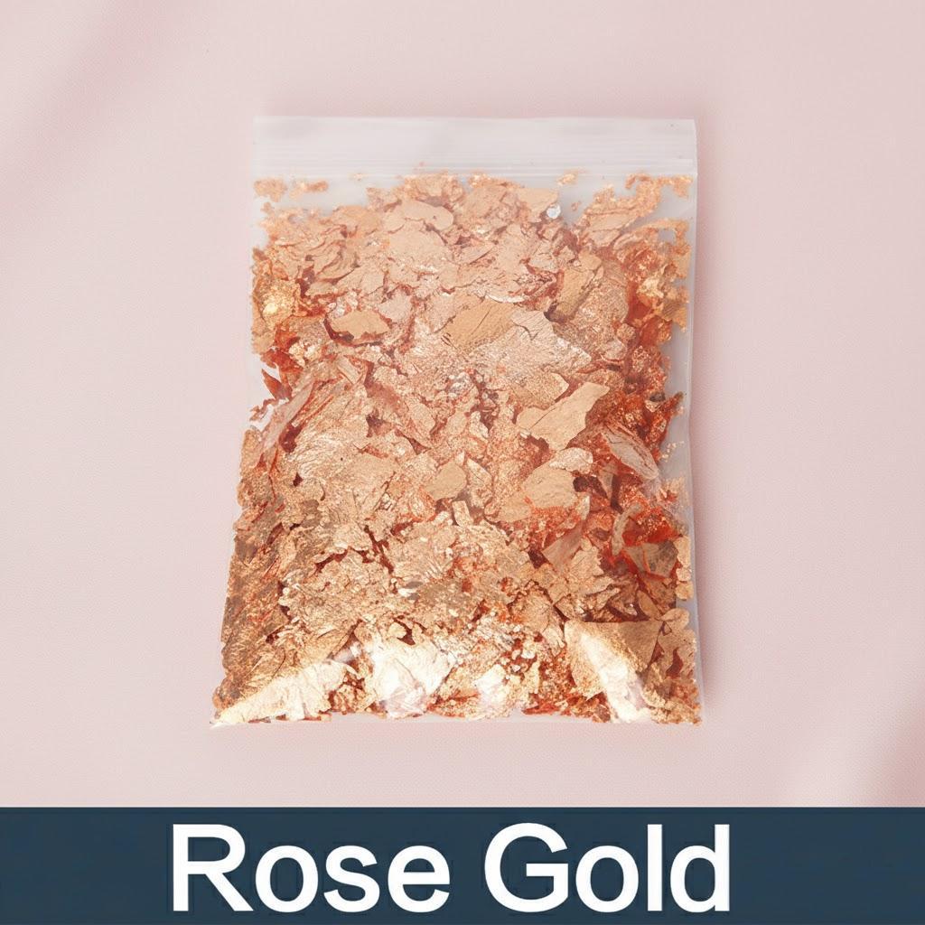 Gold Leaf Flakes Gold Silver Rose Gold Confetti for DIY Nail Art Decorations Crafting Foil Paper Party Supplies