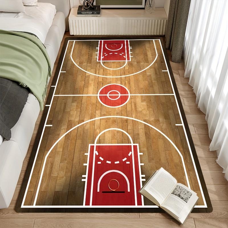 Basketball Court Non-slip Area Rug Machine Washable Large Crystal Velvet Carpet for Living Room Bedroom Decor