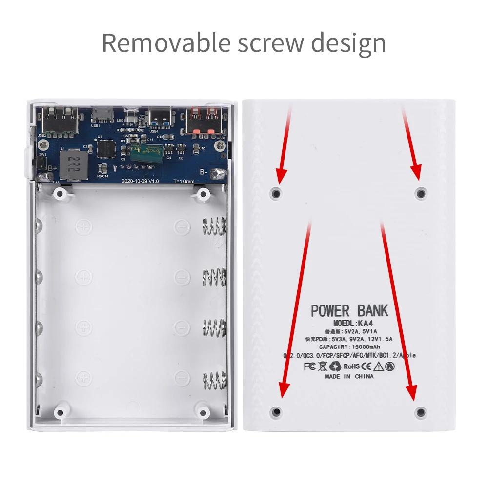18650 Batteri DIY Powerbank Fodral Laddningsförvaringslåda 25W Dubbel USB Typ C Batterihållare Låda PD QC3.0 Snabbladdning För Smartphone