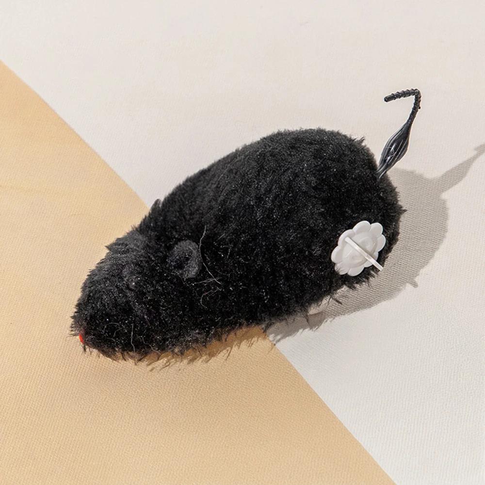 1pc Plush Wind-Up Mouse Toy for Cat Kitten Interactive Toy Realistic Moving Wind-up Mouse Cat Chase Toy Kitten Game Pet Supplies