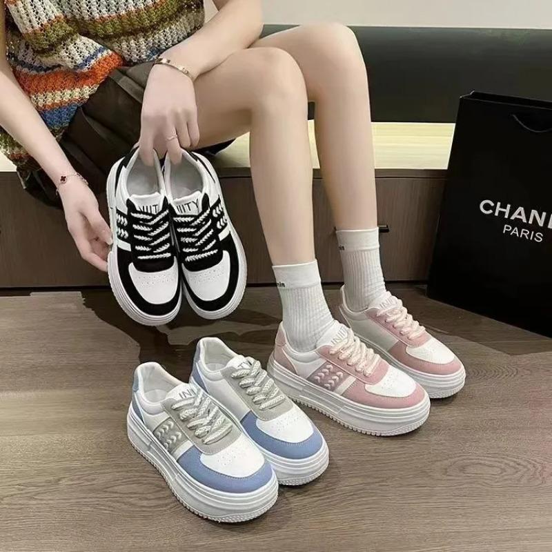 Thick Soled Sponge Cake Shoes For Women Spring Autumn Casual Versatile Sports Board Shoes Height Increasing Small White Shoes
