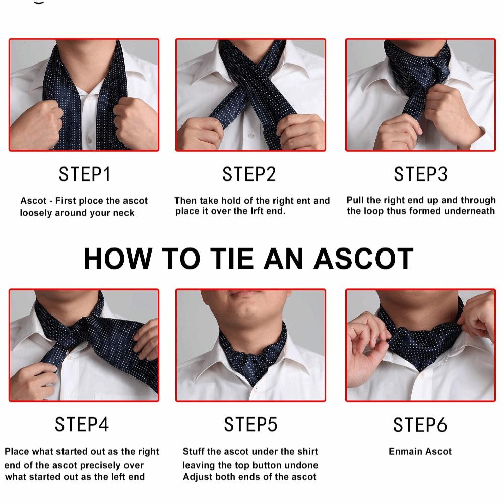 Floral Pattern Ascot Tie Paisley Polka Dot Self Tie Vintage Cravat Tie  Wedding Party