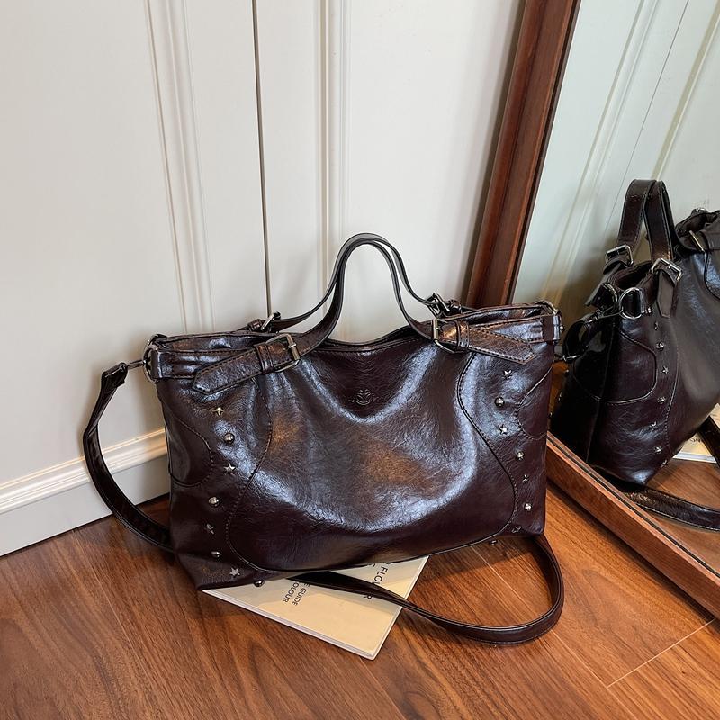 Large Capacity Pu Leather Messenger Bag Top Brand Women's Bag Black Handbag Fashion Simple Travel Shoulder Bag Lady Tote Coffee