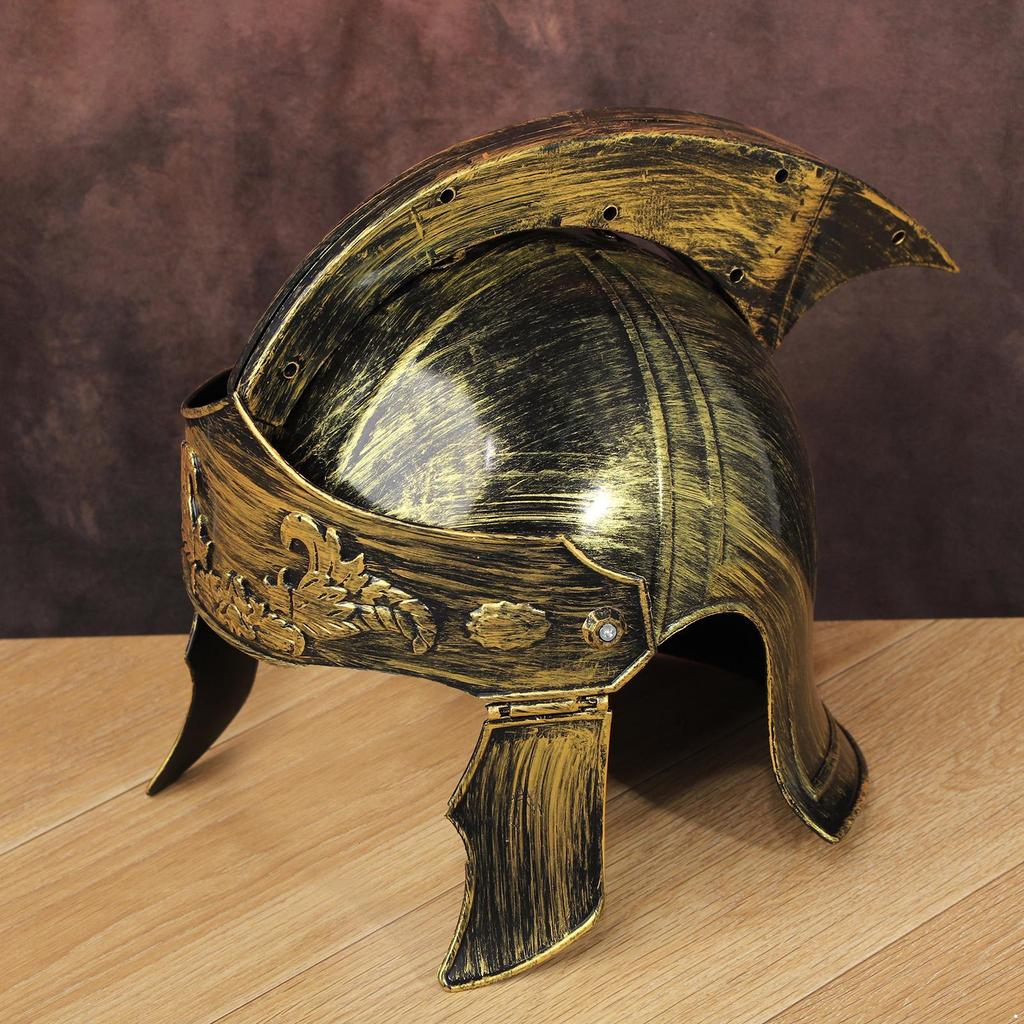 Plastic Spartan Gladiator Helmet for Men: Medieval Roman Warrior Knight Costume Headgear for Halloween Stage Performance
