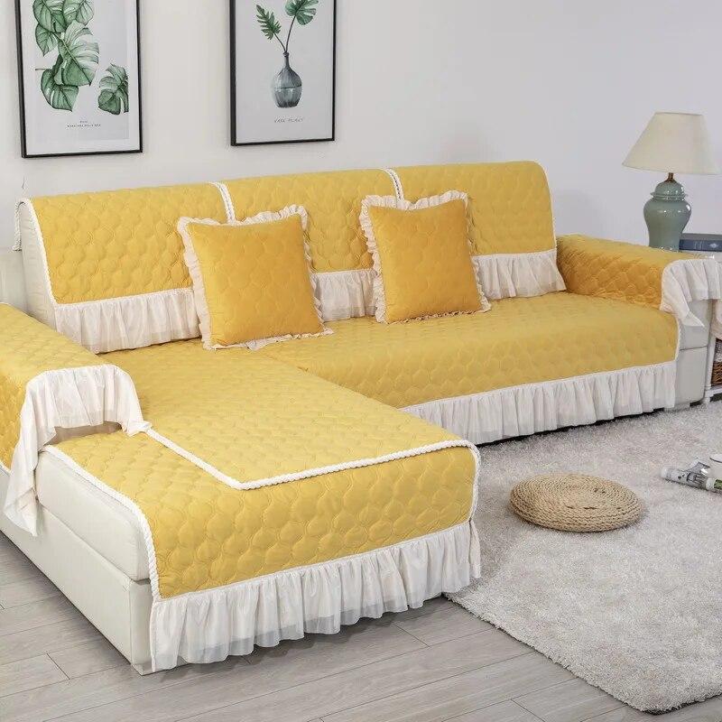 Huse de canapea secționale cu matlasare modernă din catifea pentru sufragerie Prosop de canapea de pluș, scurte și calde Huse de canapea la atingere moale pentru canapea