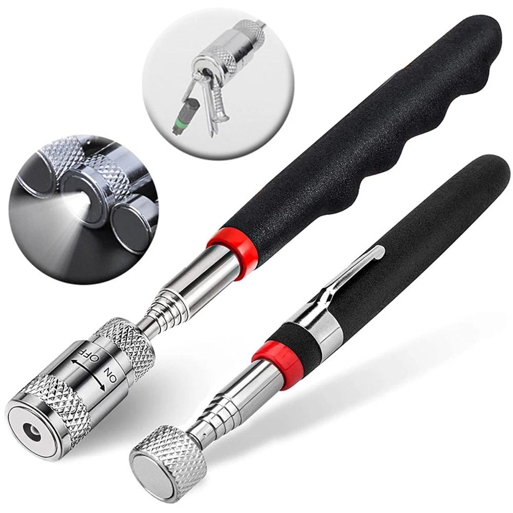 1/3/5PCS Telescopic Magnetic Stick with LED Light Extendable Magnet Pickup Tool for Car Repair and Metal Collection