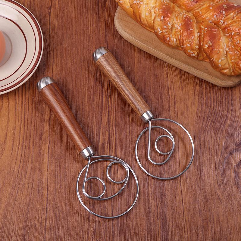 Dänischer Schneebesen mit Holzgriff, Rührstäbe für Eier und Sahne, Doppellöcher, Mehl, Kuchenrührer, Schneebesen, Küchen-Backutensilien