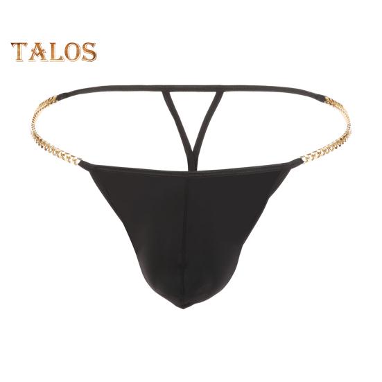 Pánská tanga Ledové hedvábné spodní prádlo Sexy G-Strings Kovové řetízky vyhloubené Pohodlné kalhotky Slim Fit Kalhotky s vysokou elasticitou