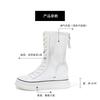 Leather summer thin net boots women's new fashionable versatile thick bottom inner height increase women's hollow cool boots