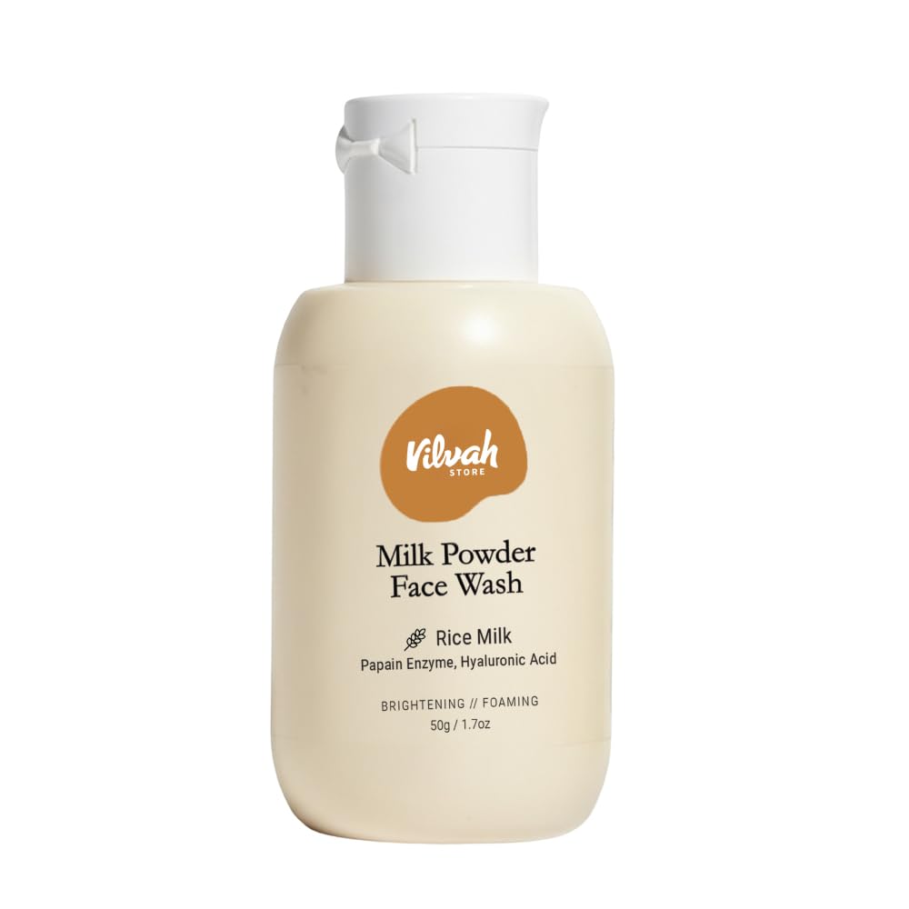 Vilvah Milk Powder Face Wash | Rice Powder Cleanser for Deep Cleansing & Gentle Exfoliation | Brightens, Hydrates & Evens Skin Tone | Strengthens B