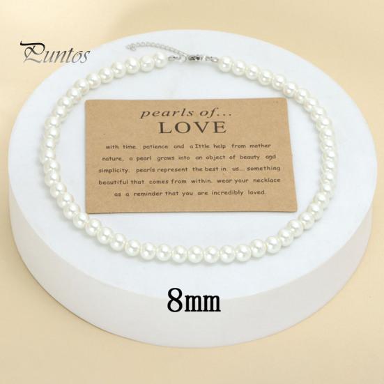 4/5/8/10mm Women Necklace Beaded Elegant Temperament Noble Dainty Luxury High Gloss Faux Pearl Clavicle Necklace Fashion Jewelry