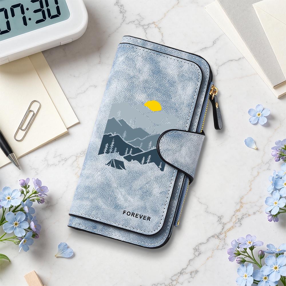 Women Mountain Pattern Leather Wallet Forever Multi Card Pocket Purse