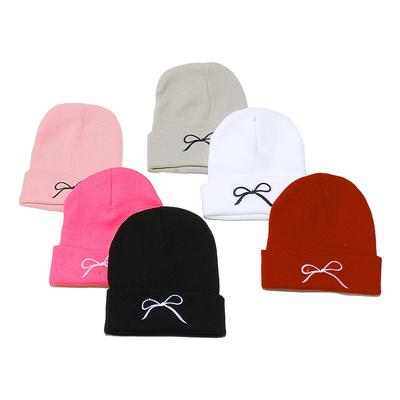 Korean Version of Outdoor Cycling Warm Cold Hat Bow Knitted Hat Trendy Versatile Autumn and Winter Cold Wool Hat Women 2025