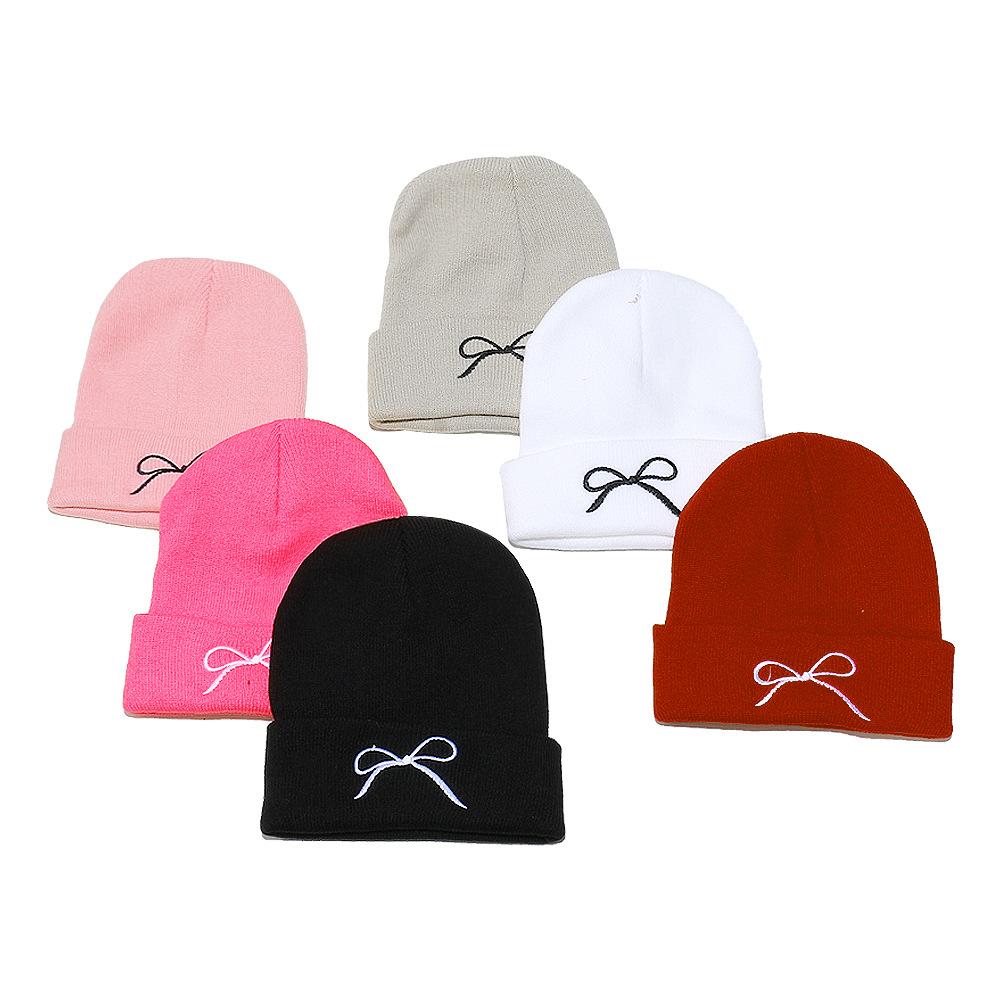 Korean version of outdoor cycling warm cold hat bow knitted hat trendy versatile autumn and winter cold wool hat women 2025