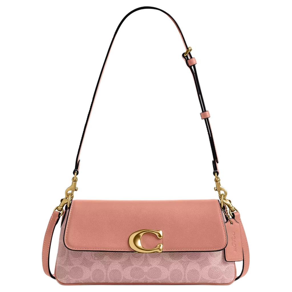 Coach Jet 11 Logo Coated Canvas And Calfskin Shoulder Bag Women Shoulder Bag Pink CBA83-B4YU2