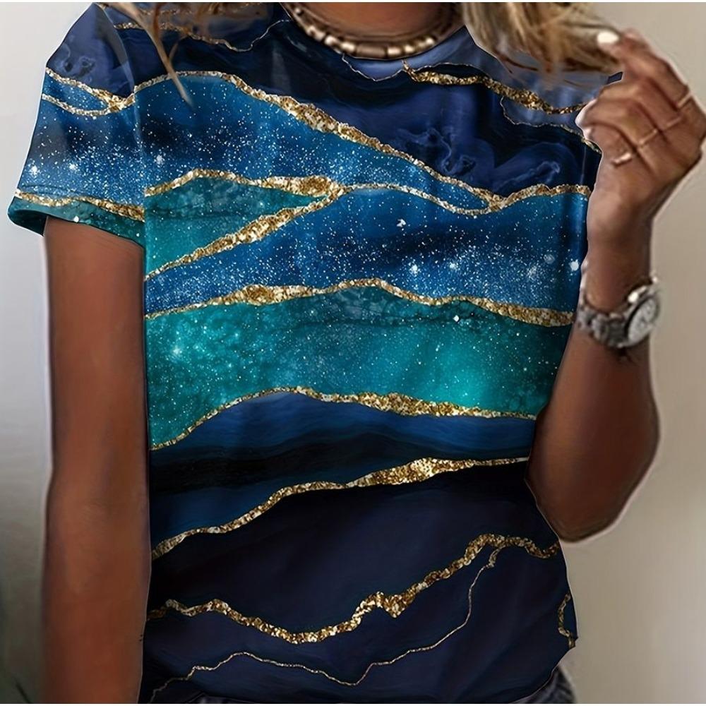 Women's T-shirt with round neck and short sleeves