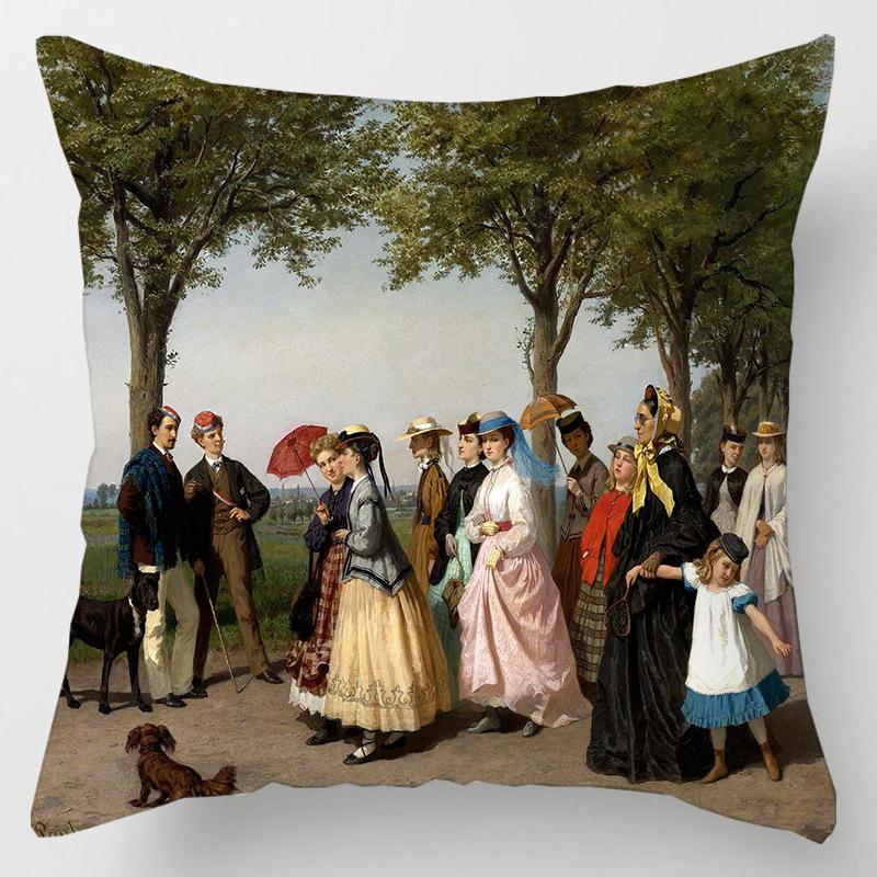 European Court Figures Throw Pillow Cover With Short Plush Print For Living Room Sofa Decoration Cushion Cover Pillow Covers