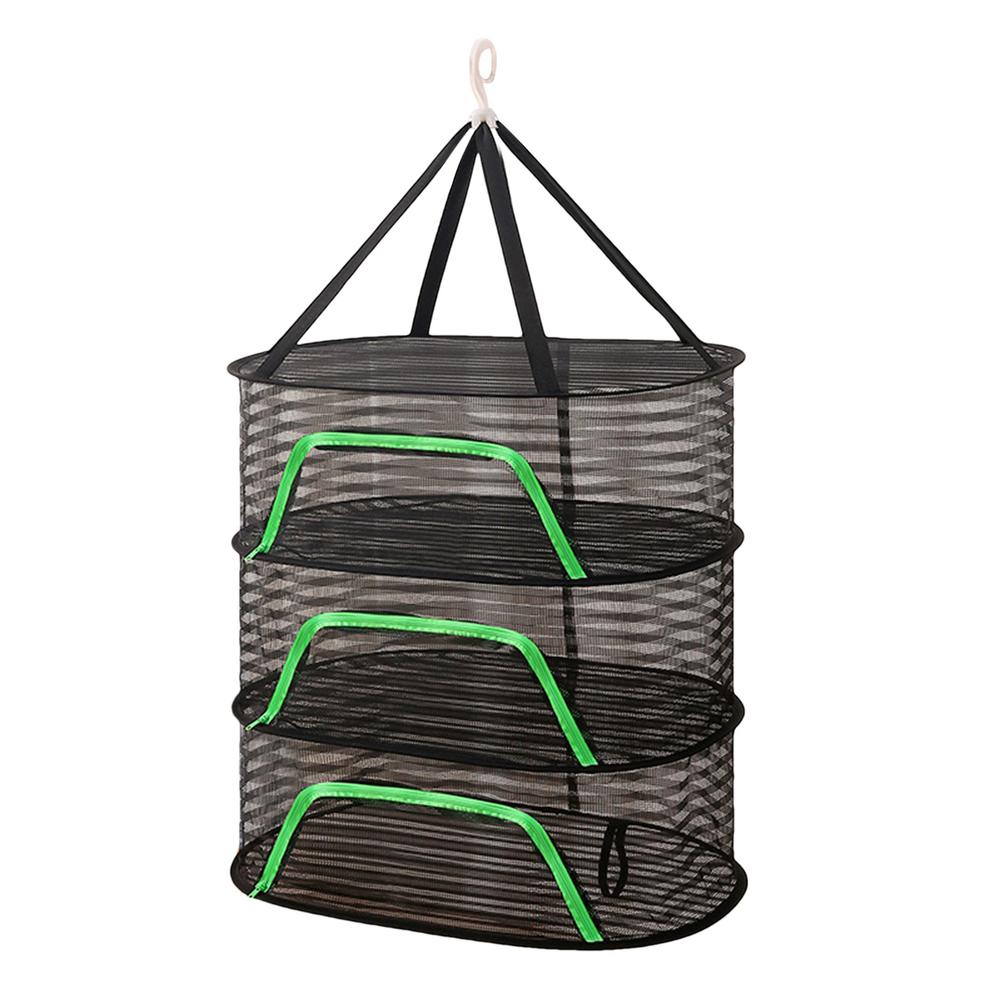 Siatka do suszenia składana 3-warstwowa suszarka ze zamek błyskawiczny przenośna mocna lina nylonowa wielofunkcyjna siatka do suszenia warzyw