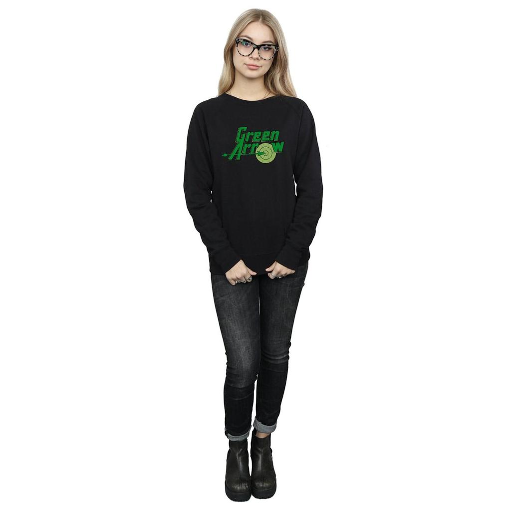 DC Comics Womens/Ladies Green Arrow Text Logo Sweatshirt