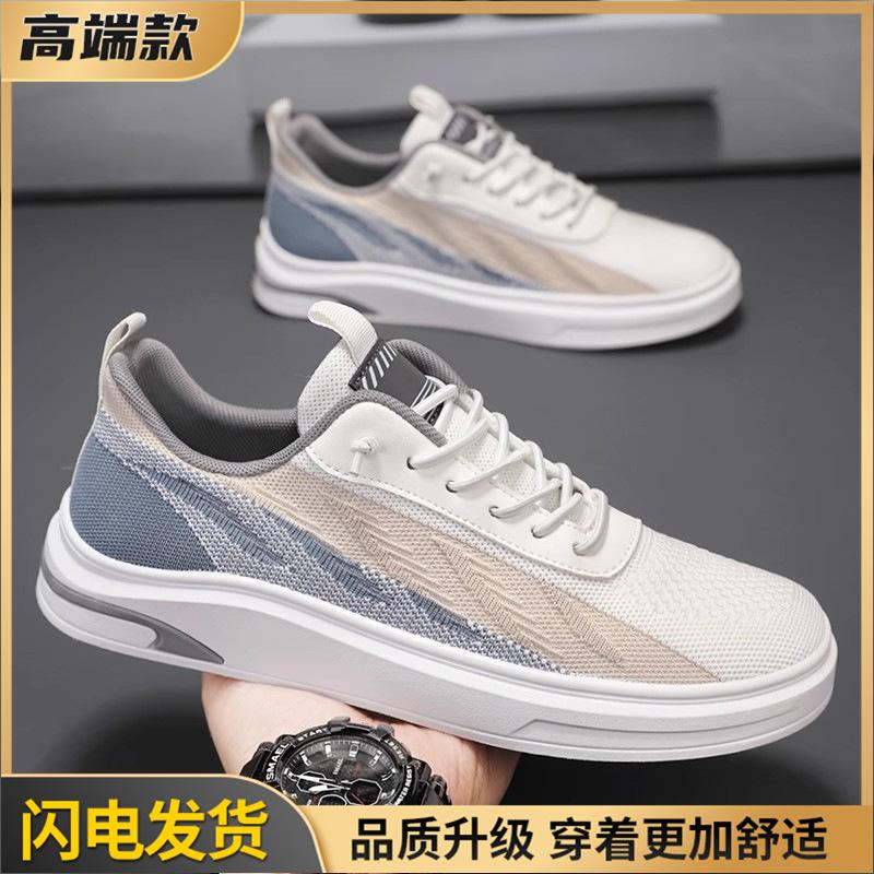 Men's Shoes Summer Fly-woven Mesh Breathable Casual Sports Lightweight Soft Sole One Pedal Youth Work Versatile Board Shoes