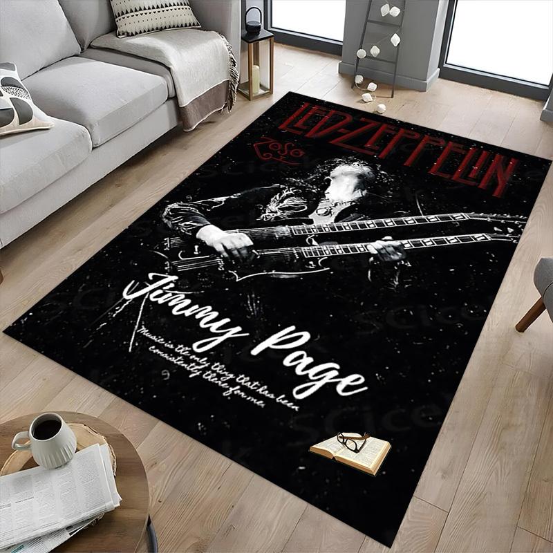 1pc Led Zeppelin Jimmy Page Home Office, Durable Polyester Floor Mat with Easy, Office Decor, Urban Style, Nonslip Backing, Highquality Fabric