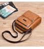 Mens Vintage Fashion Sling Bag Large Capacity Solid Pu Leather Message Bag One Shoulder Bag with Handle