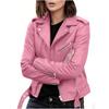 Giacca da Moto da Donna Taglie Forti in Ecopelle PU, Cappotto Corto Slim Fit per Primavera Autunno Inverno
