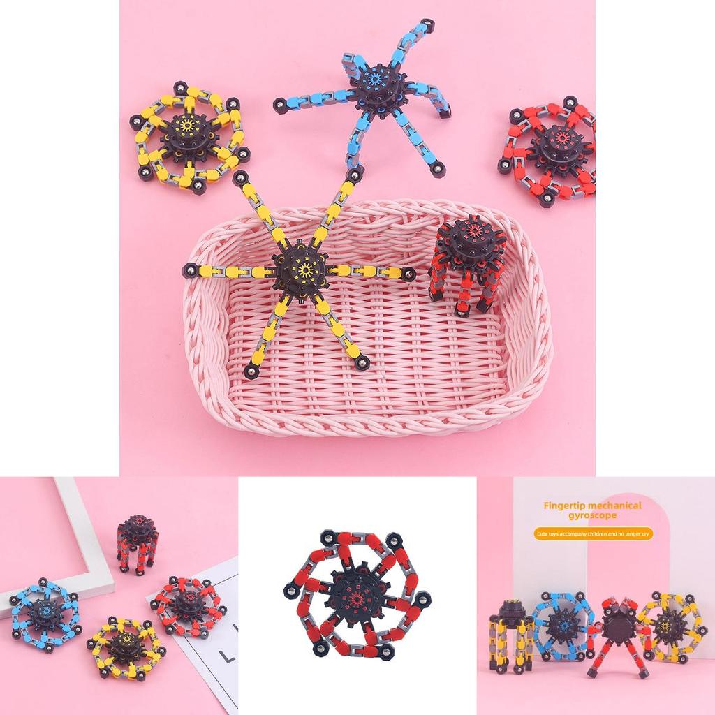 Plastic Spinner Gyroscope With Deformable Mecha Chain For Stress Relief And Hand Exercise