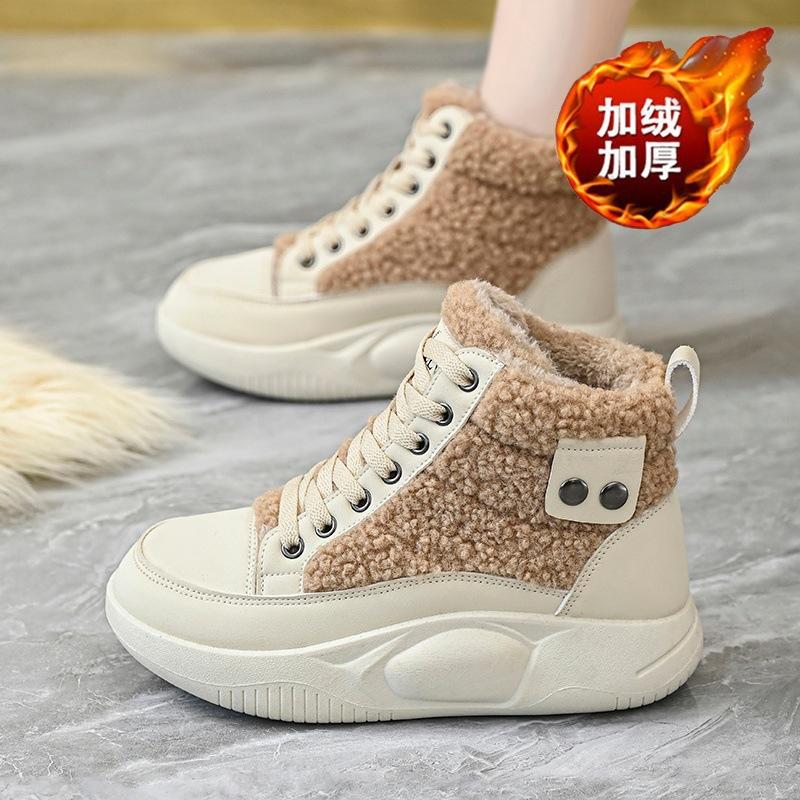 Winter velvet high-top snow boots thick-soled heightening thickened warm cotton shoes sports casual short boots