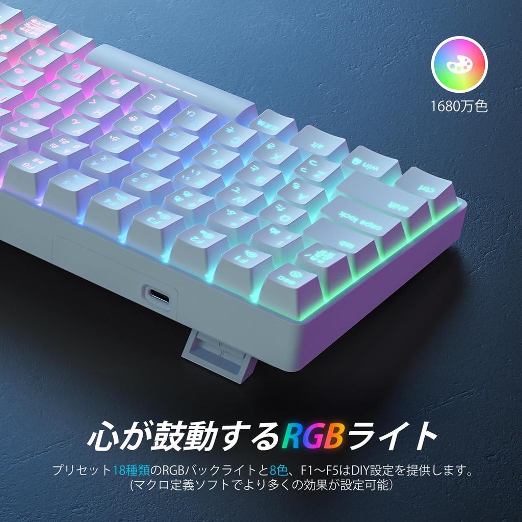 iClever G05 Tenkeyless Mechanical Gaming Keyboard, Japanese Layout, 88 Keys, 75% Size, 23 RGB Backlights, Customizable Backlighting, Quiet, Wired,