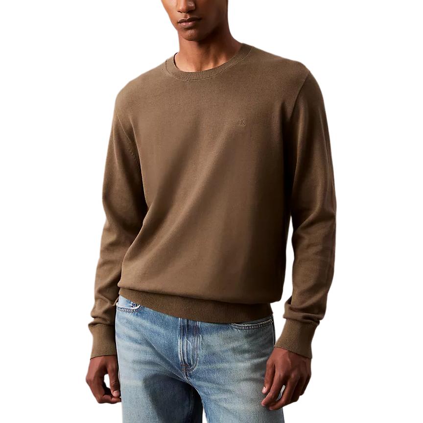 

Calvin Klein Smooth Cotton Minimalist Comfortable Crew Neck Sweater Men sweater Brown 40LM300-720 XXL